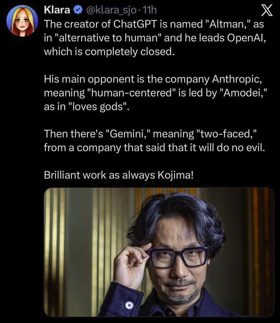 Hideo Kojima rules, AI doesn't