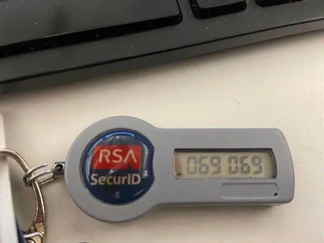 RSA hardware token with code 069069